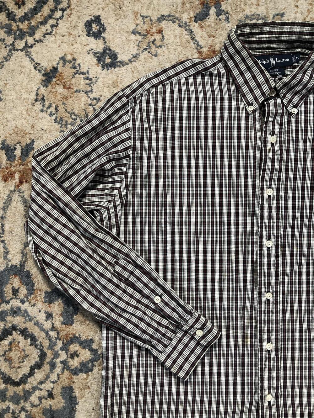 Ralph Lauren Shirt Mens Medium Black Check Long Sleeve Blake Button Down Cotton - Picture 3 of 13